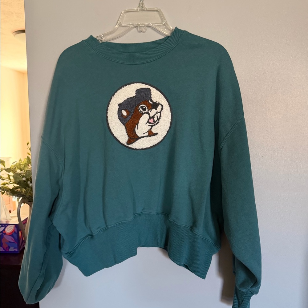 Teal Cropped Buc-ee’s  Sweatshirt